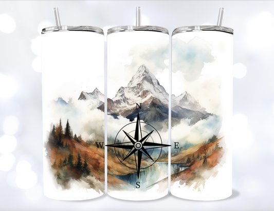 20oz Compass with Mountains Tumbler