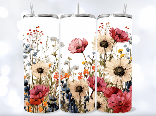 20oz Boho Corals and Beige Flowers Tumbler