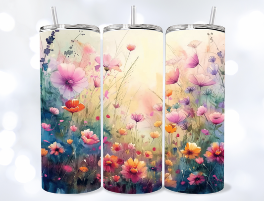 20oz Boho Sunny Background Flowers Tumbler