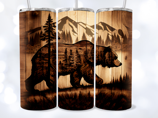 20oz Wood Bear Tumbler